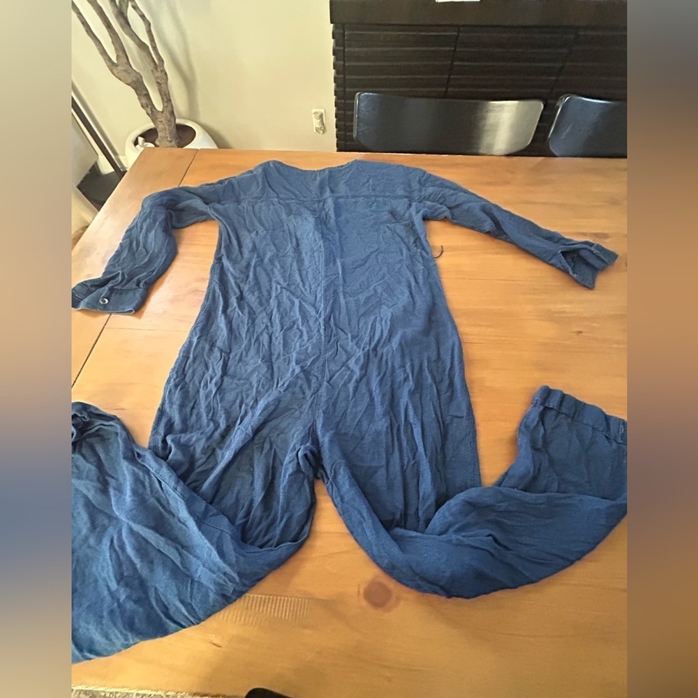 Splendid Navy Button-Front Jumpsuit - Picture 2 of 16